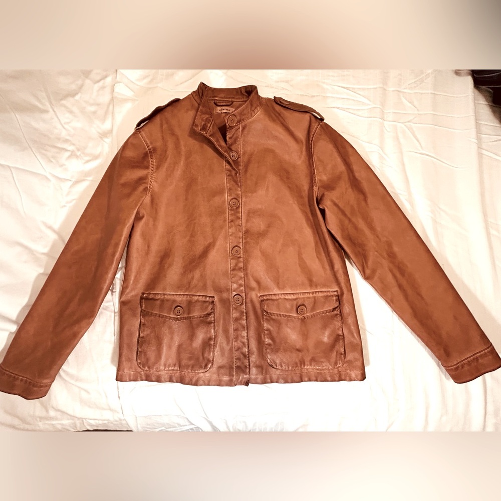 Max Studio | Faux Brown Leather Jacket | Excellent Condition